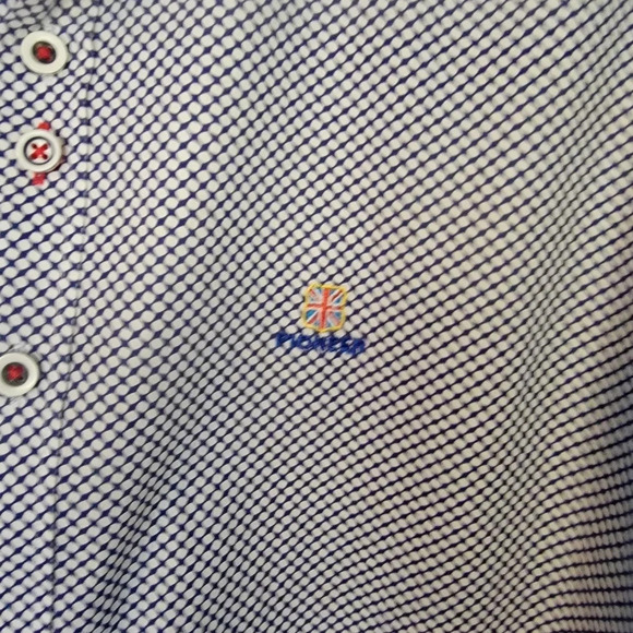 Pioneer Gragney London Button Down Shirt Blue White Pattern Logo Size XL. - Picture 4 of 12